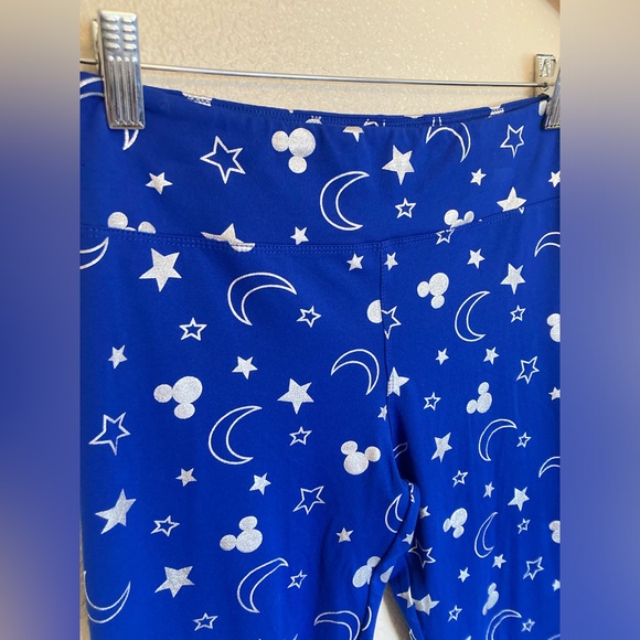 Disney Blue Silver Mickey Sorcerer Wishes Come True Leggings Size Small - Picture 2 of 7